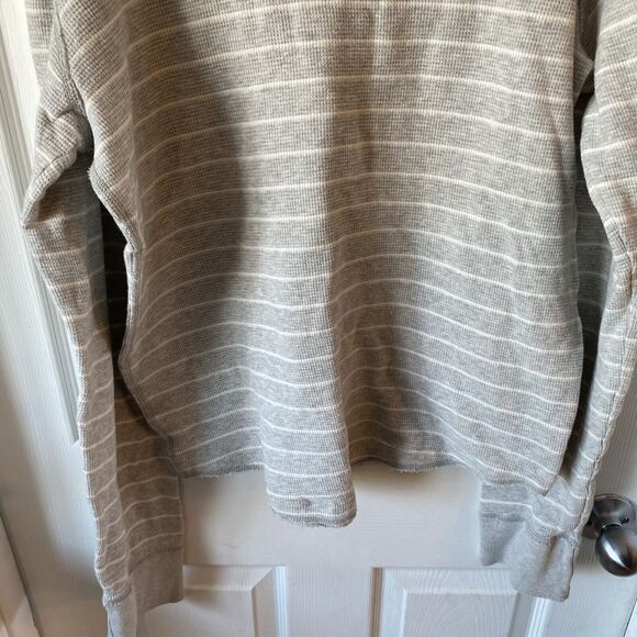 Abercrombie & Fitch Men’s XL Thermal Sweater Muscle Grey Striped Pullover - Picture 5 of 10